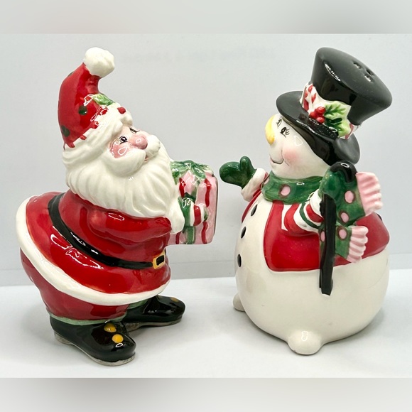 2010 Fitz & Floyd Holiday Sweet Holiday Salt & Pepper Shaker Set Christmas Santa - Picture 2 of 13